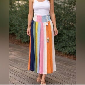 Rock & Indigo Colorful Striped Maxi Skirt